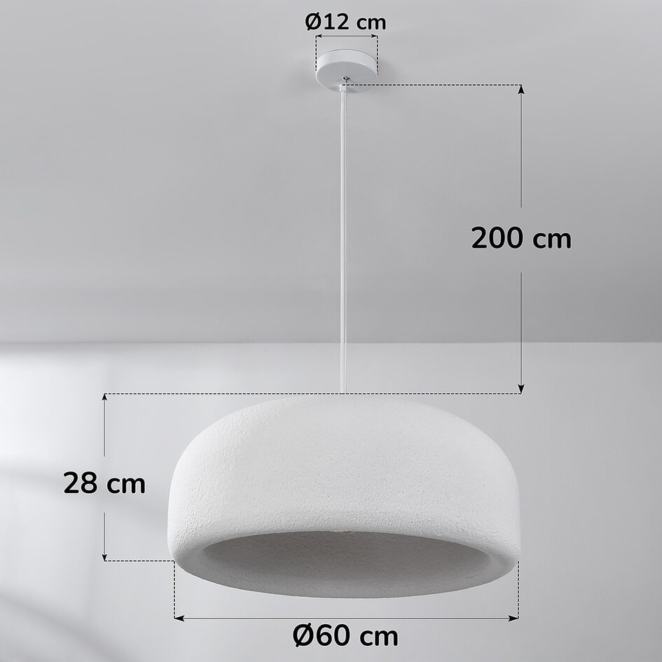 Wabi sabi-pendellampa Kaoru Ø60 cm med steneffekt - vit