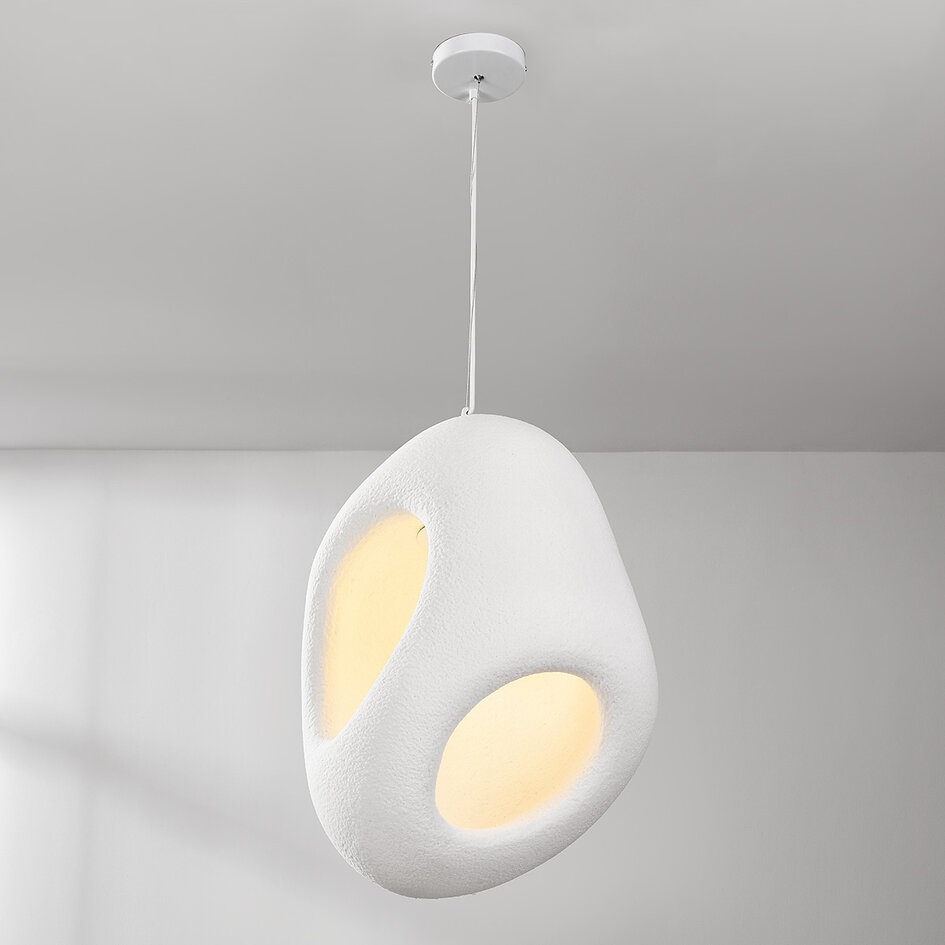 Wabi sabi-pendellampa Mori med vit steneffekt - 42 x 58 cm