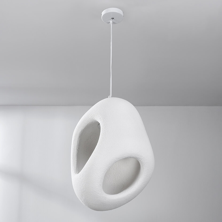 Wabi sabi-pendellampa Mori med vit steneffekt - 42 x 58 cm