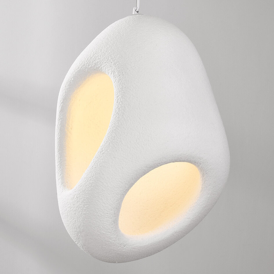 Wabi sabi-pendellampa Mori med vit steneffekt - 42 x 58 cm