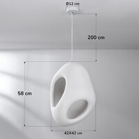 Wabi sabi-pendellampa Mori med vit steneffekt - 42 x 58 cm