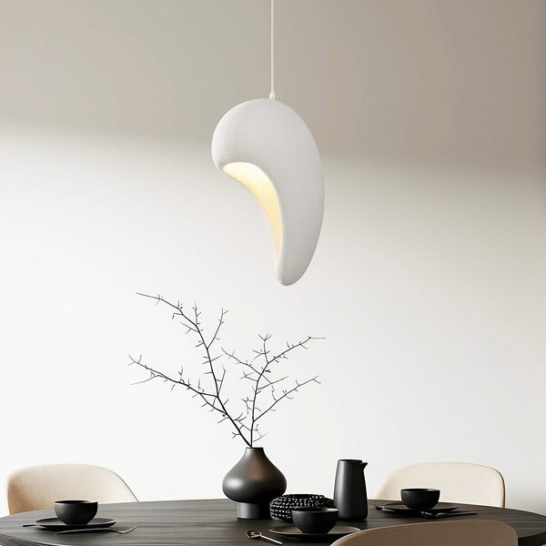 Wabi sabi-pendellampa Hana med vit steneffekt - Ø28 x 50 cm
