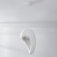 Wabi sabi-pendellampa Hana med vit steneffekt - Ø28 x 50 cm