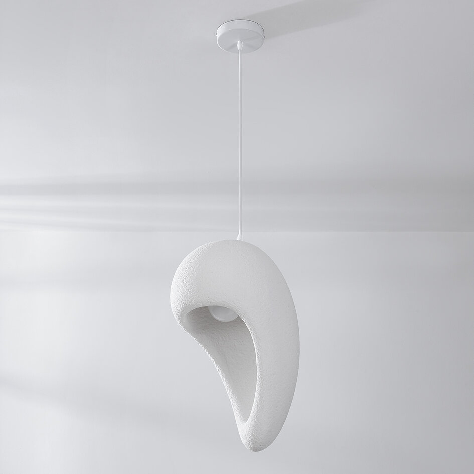 Wabi sabi-pendellampa Hana med vit steneffekt - Ø28 x 50 cm