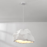 Wabi sabi-pendellampa i vitt med steneffekt - Nami, Ø52 cm