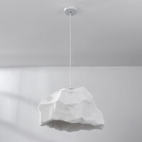 Wabi sabi-pendellampa i vitt med steneffekt - Nami, Ø52 cm