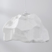 Wabi sabi-pendellampa i vitt med steneffekt - Nami, Ø52 cm