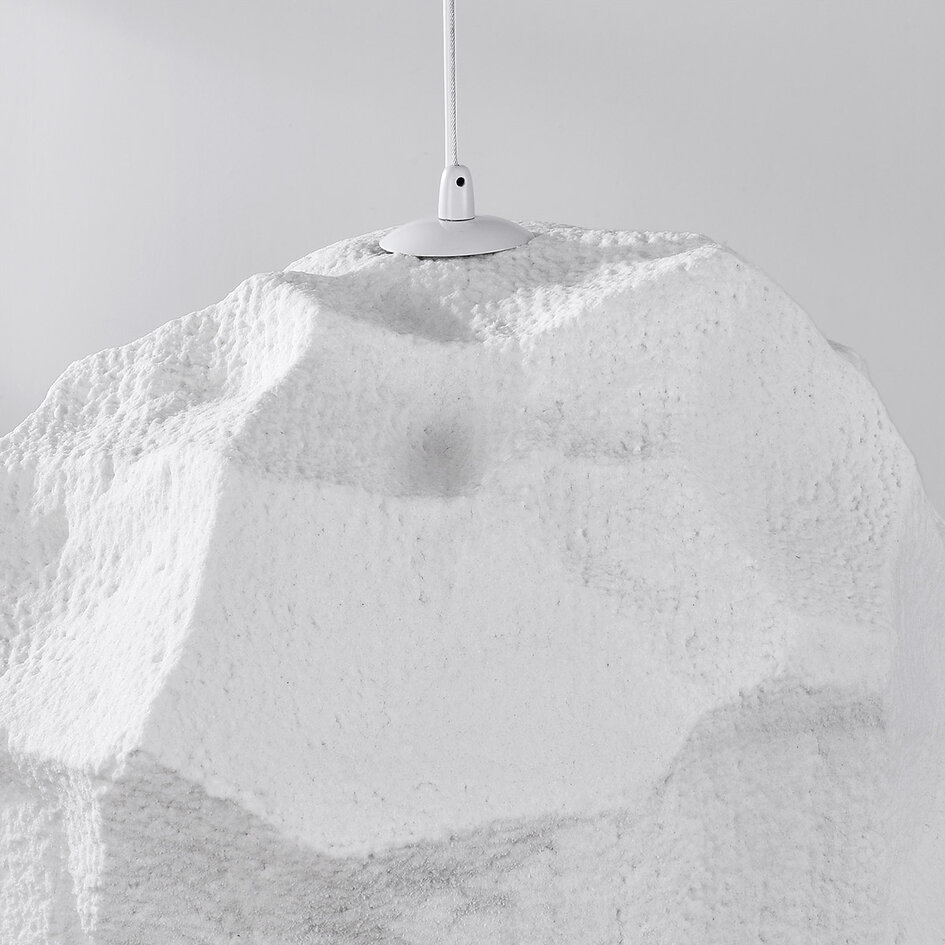 Wabi sabi-pendellampa i vitt med steneffekt - Nami, Ø52 cm