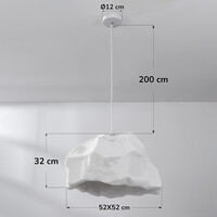 Wabi sabi-pendellampa i vitt med steneffekt - Nami, Ø52 cm