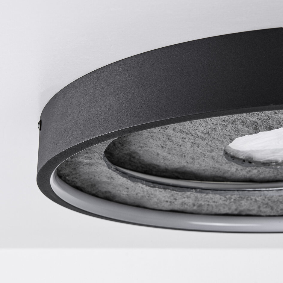 Modern taklampa Cercul i svart med grå steneffekt