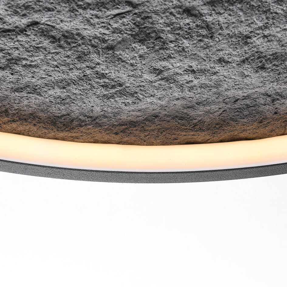 Taklampa Cercul med 3-stegs dimbar LED och grå steneffekt, Ø60 cm, 29W