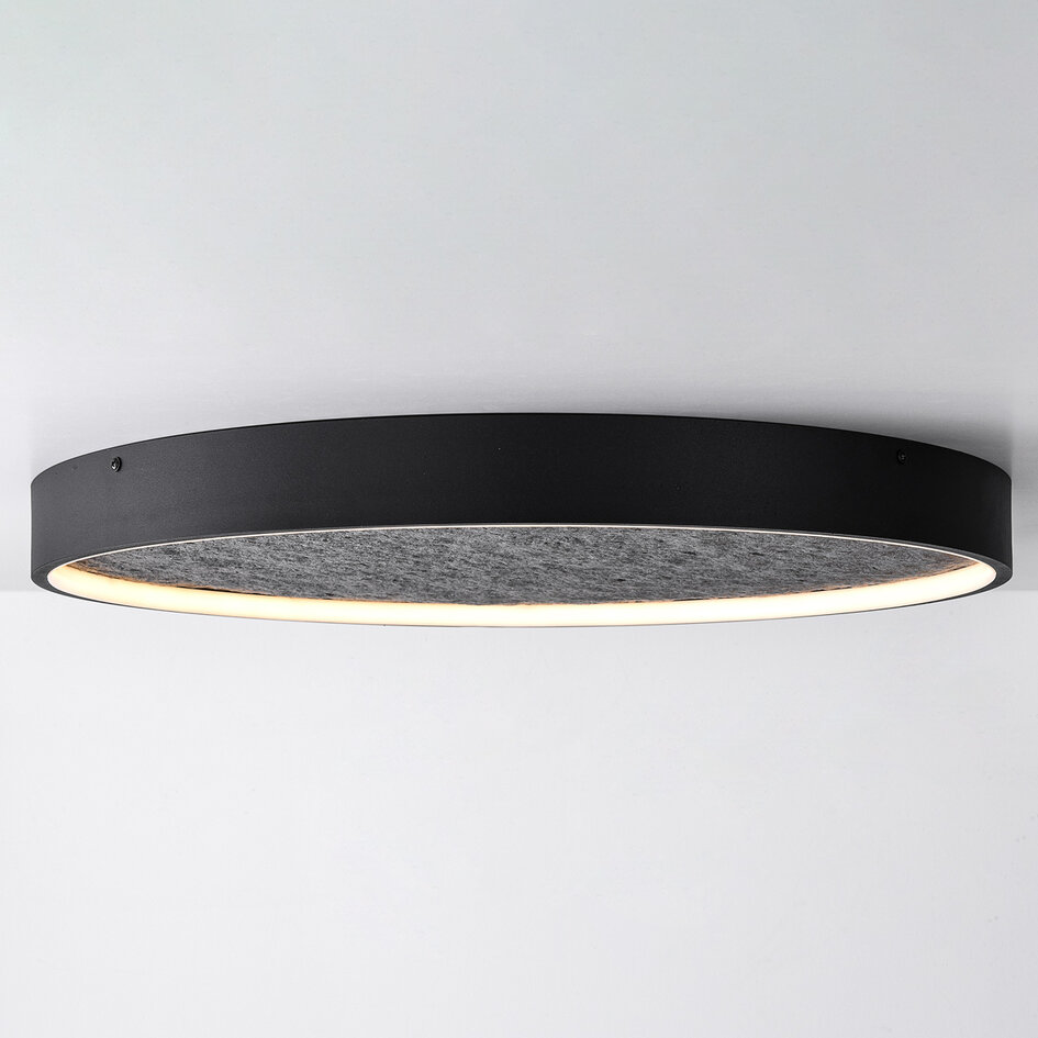 Taklampa Cercul med 3-stegs dimbar LED och grå steneffekt, Ø60 cm, 29W