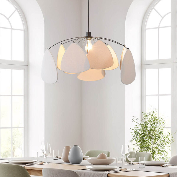 Pendellampa Floare - svart med vitt linne