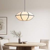 Minimalistisk linne taklampa Ovala - vit med svarta accenter