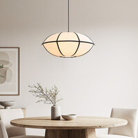 Pendellampa Ovala - beige linne med svarta accenter