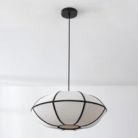 Pendellampa Ovala - beige linne med svarta accenter