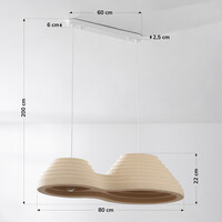 Wabi sabi-pendellampa Jumo med 2 ljuspunkter 80 x 20 cm - sandbeige