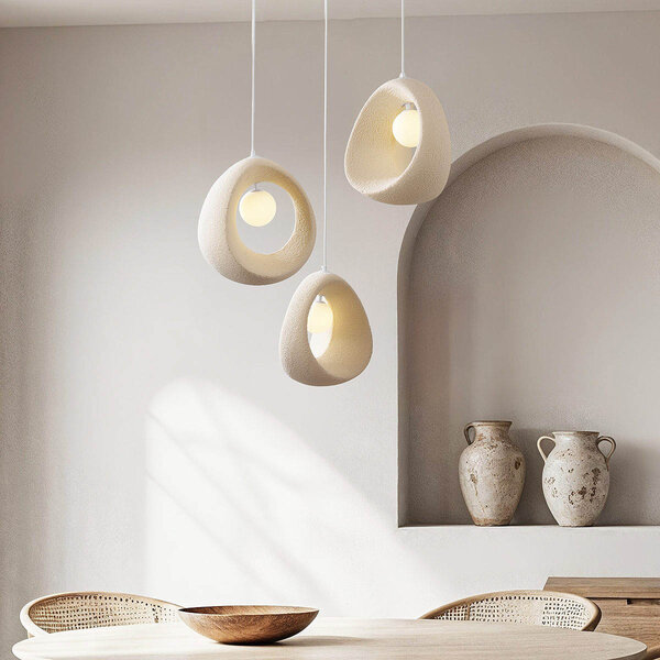 Wabi sabi-pendellampa Yoru med 3 ljuspunkter inkl. G9-ljuskälla - sandbeige