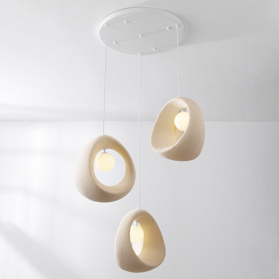 Wabi sabi-pendellampa Yoru med 3 ljuspunkter inkl. G9-ljuskälla - sandbeige