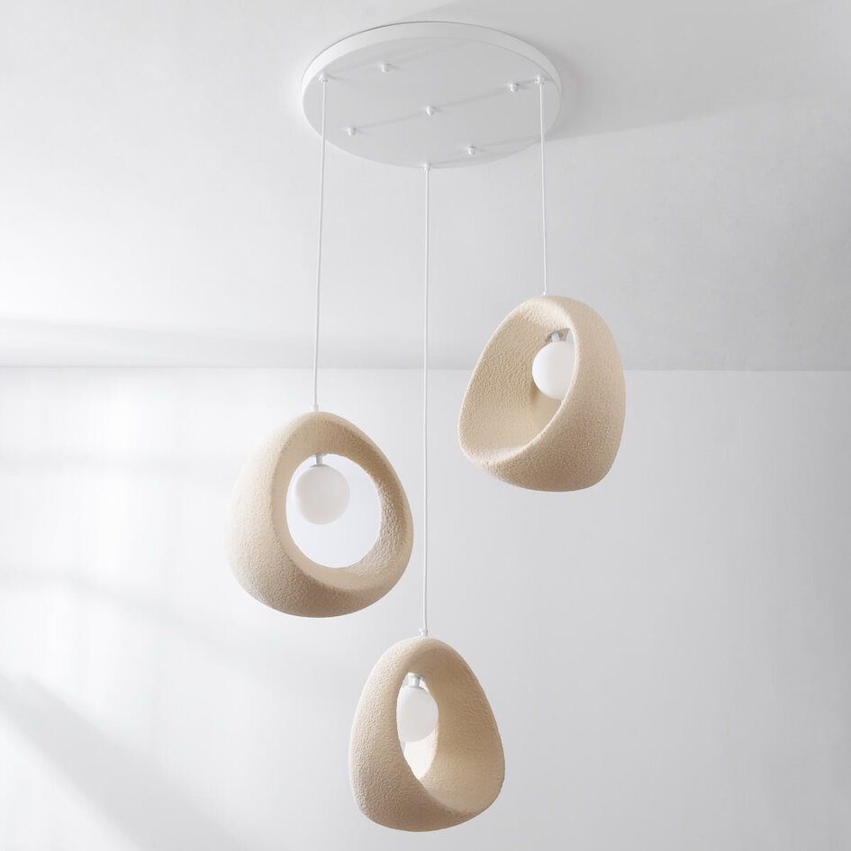 Wabi sabi-pendellampa Yoru med 3 ljuspunkter inkl. G9-ljuskälla - sandbeige