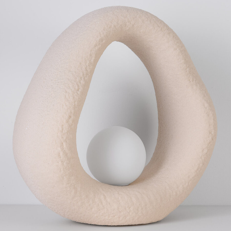 Bordslampa Enso i Wabi Sabi-stil - sandbeige