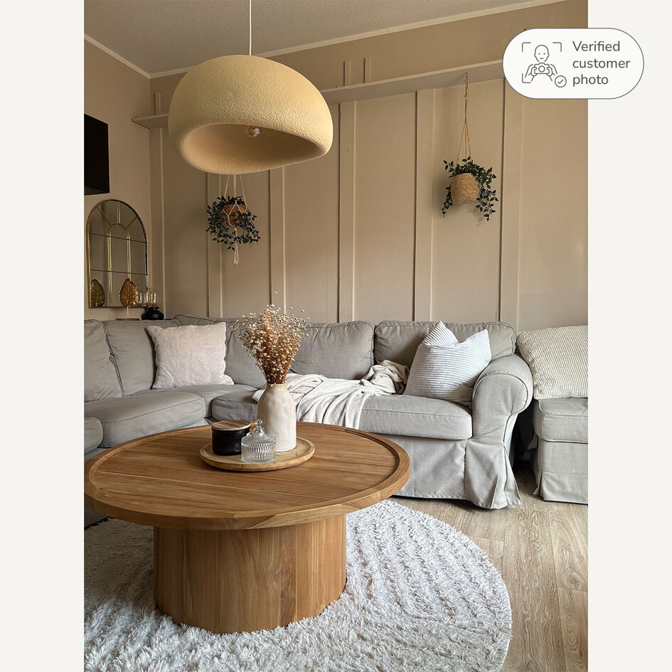 Wabi sabi-pendellampa Urban Stone med sandbeige stenmönster - 50 x 34 cm