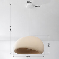 Wabi sabi-pendellampa Urban Stone med sandbeige stenmönster - 50 x 34 cm
