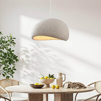 Wabi sabi-pendellampa Urban Stone med terrazzobeige stenmönster - 50 x 34 cm