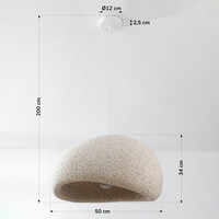 Wabi sabi-pendellampa Urban Stone med terrazzobeige stenmönster - 50 x 34 cm