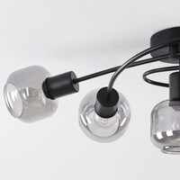 Taklampa Globe med fem lampor - rökfärgat glas