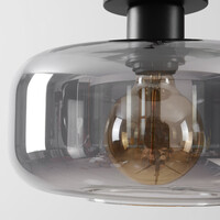 Taklampa Dome - svart och rökfärgat glas