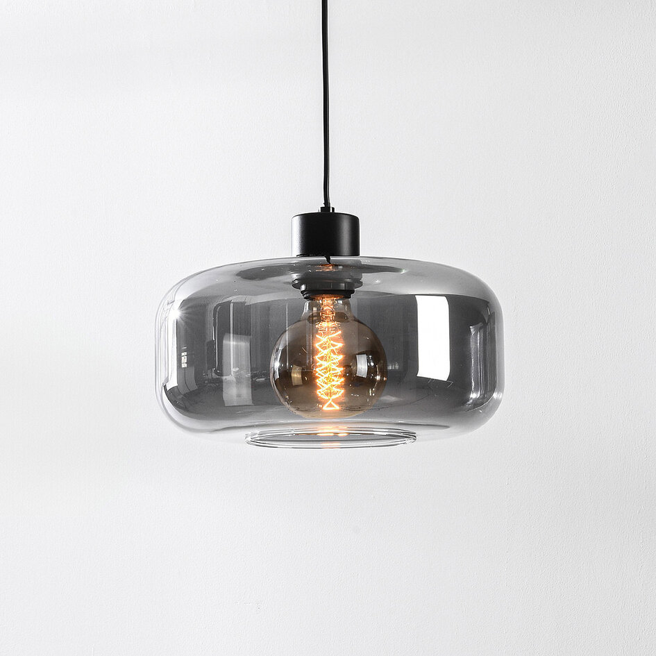 Pendellampa Shade - svart och rökfärgat glas