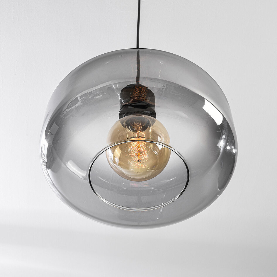 Pendellampa Shade - svart och rökfärgat glas