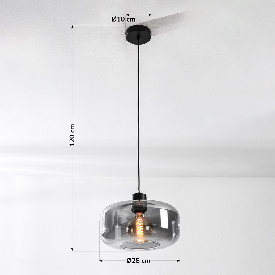 Pendellampa Shade - svart och rökfärgat glas