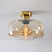 Taklampa Dome - guld och amberfärgat glas