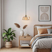 Pendellampa Shade - guld och amberfärgat glas