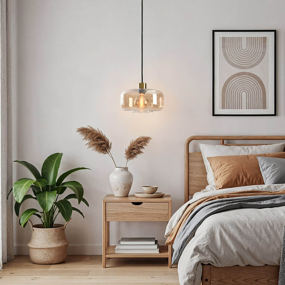 Pendellampa Shade - guld och amberfärgat glas