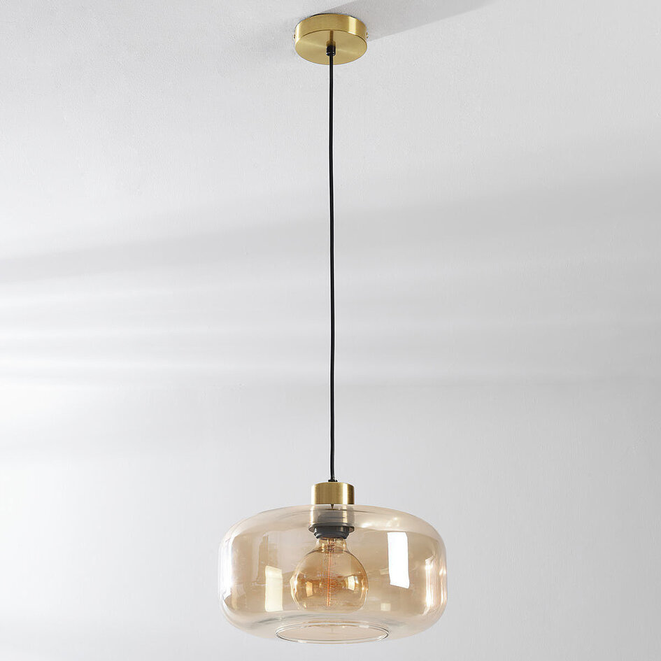 Pendellampa Shade - guld och amberfärgat glas