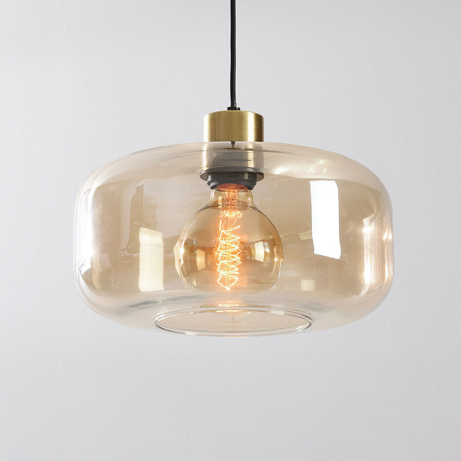Pendellampa Shade - guld och amberfärgat glas