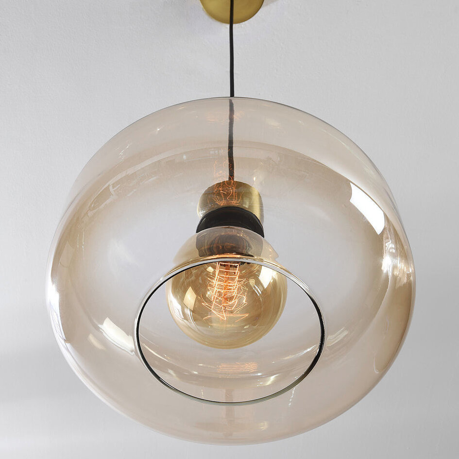 Pendellampa Shade - guld och amberfärgat glas