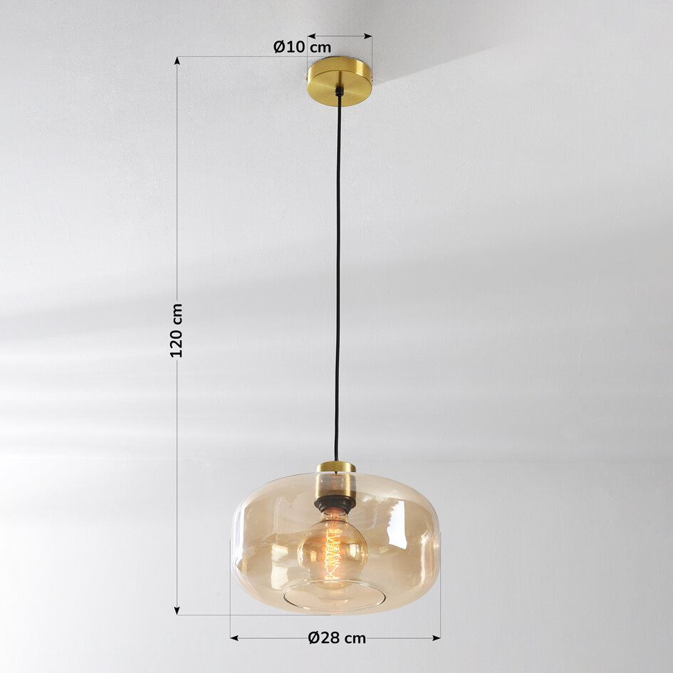 Pendellampa Shade - guld och amberfärgat glas