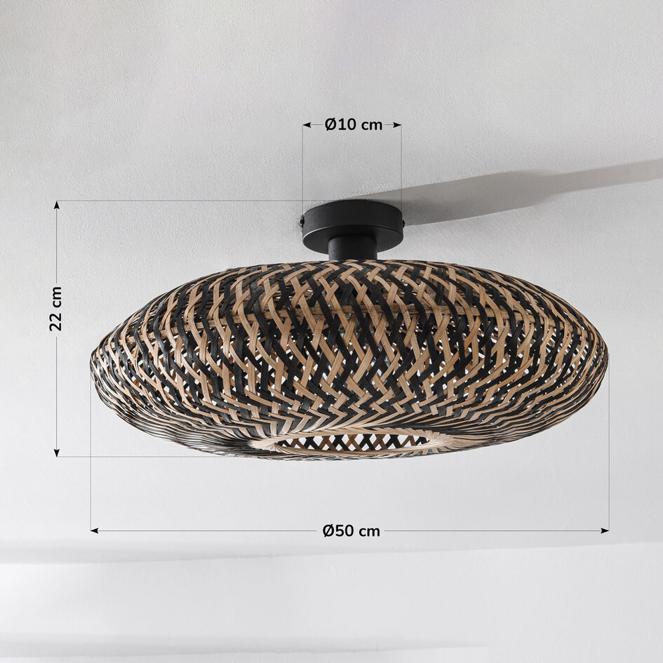 Boho chic taklampa Marui av handflätad bambu