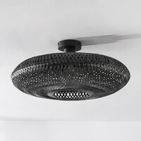 Boho-chic taklampa Yuan av handflätad bambu i svart