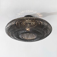 Boho-chic taklampa Yuan av handflätad bambu i svart