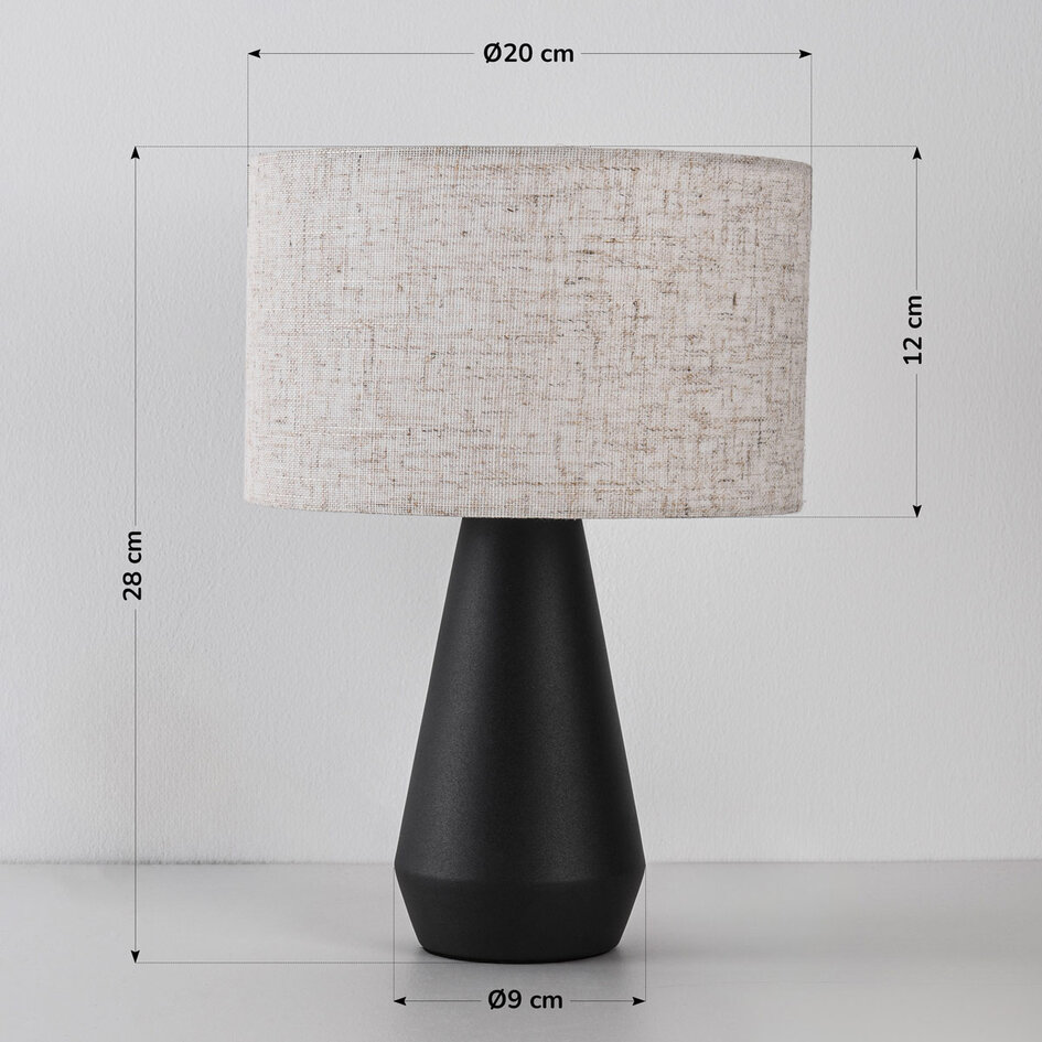 Bordslampa Teburu med linneskärm