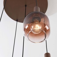 Pendellampa Rustique med fem lampor - brons och ljusbrunt glas