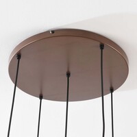 Pendellampa Rustique med fem lampor - brons och ljusbrunt glas