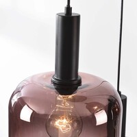 Pendellampa Rustique med fem lampor - svart och mörkbrunt glas