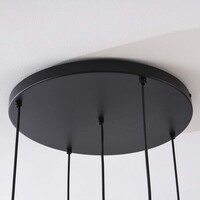 Pendellampa Rustique med fem lampor - svart och mörkbrunt glas