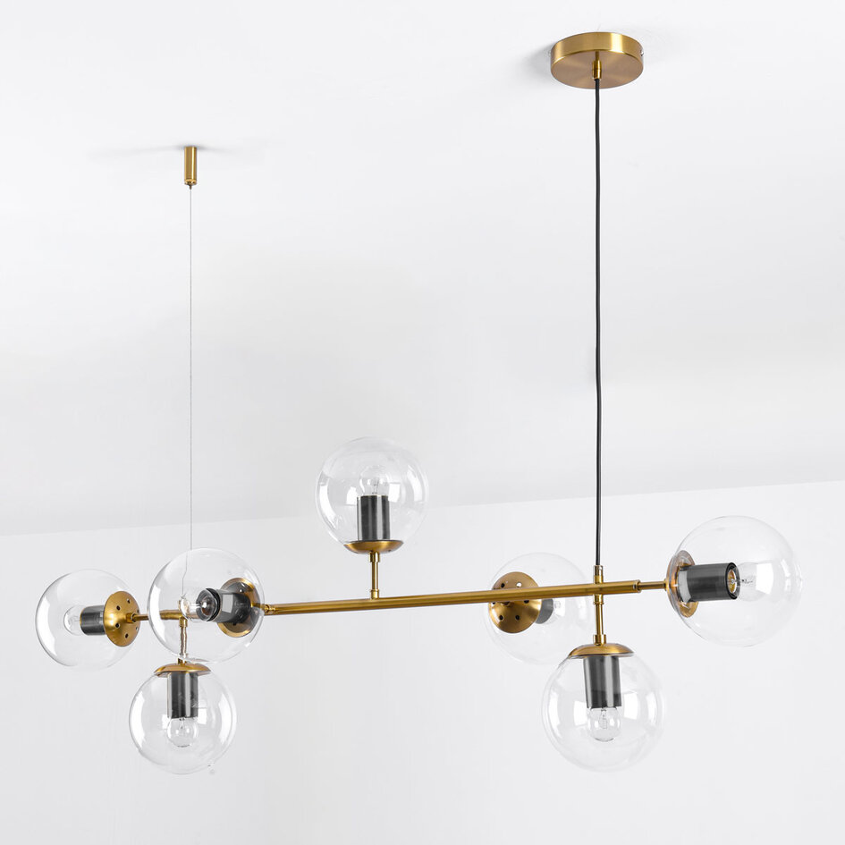 Pendellampa Hepta med sju lampor - transparent glas